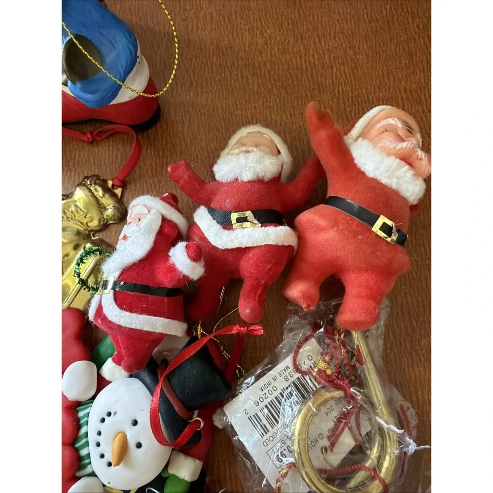 Vtg Christmas Ornament Lot: Ceramic, Brass Horns, Hallmark, Pooh,‎ Sessme Street